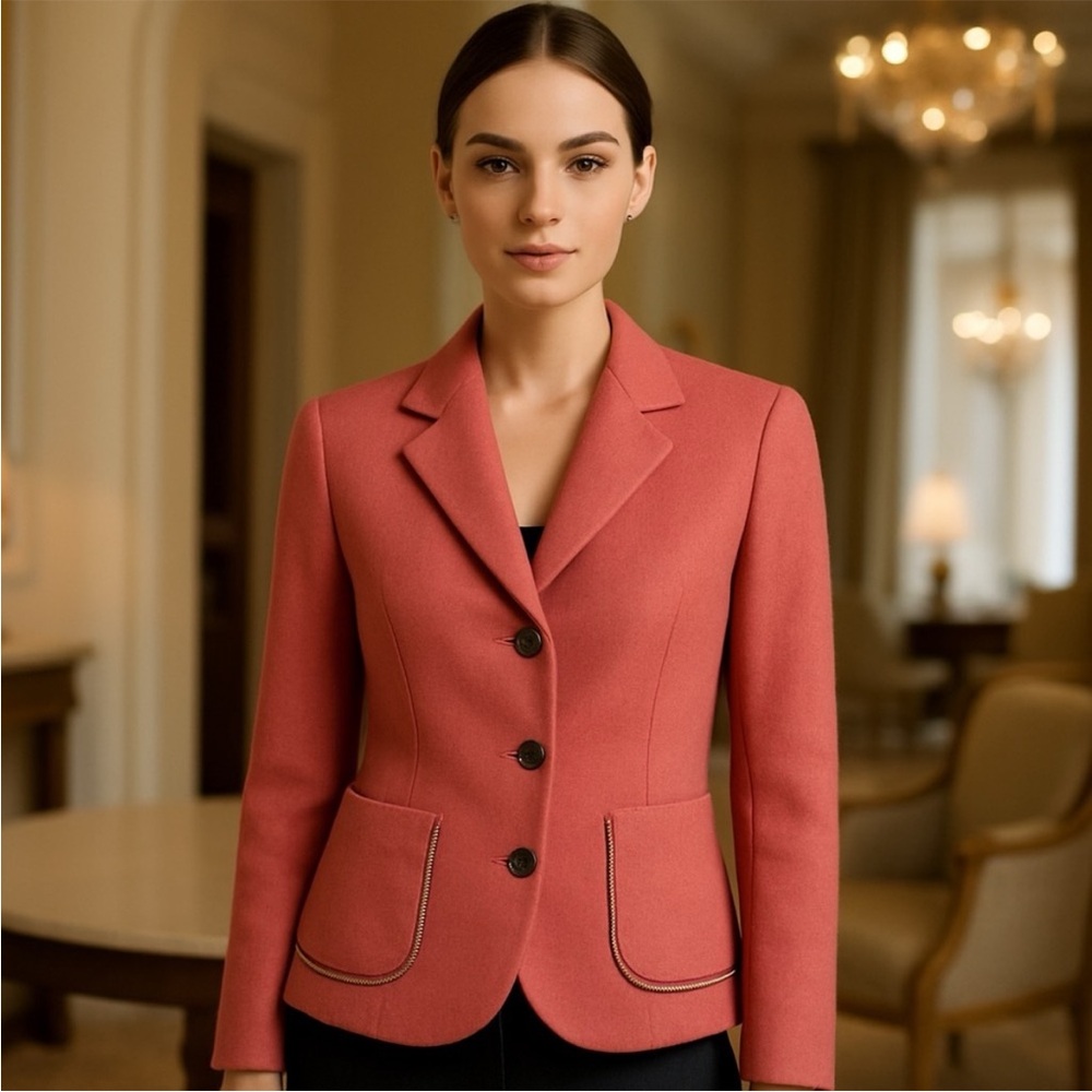 Akris 100% Cashmere Dusty Rose Blazer Size 4 Jacket